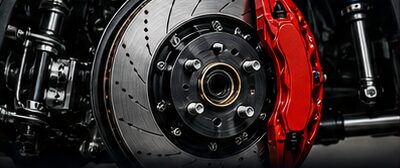 Brake disc and red brake caliper